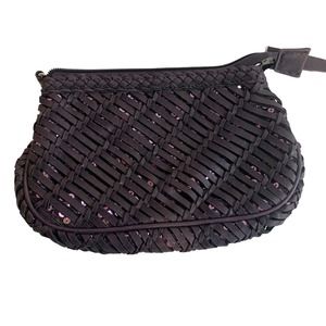 D'Lish Basket Weave Purple Sequin Clutch Purse Bag